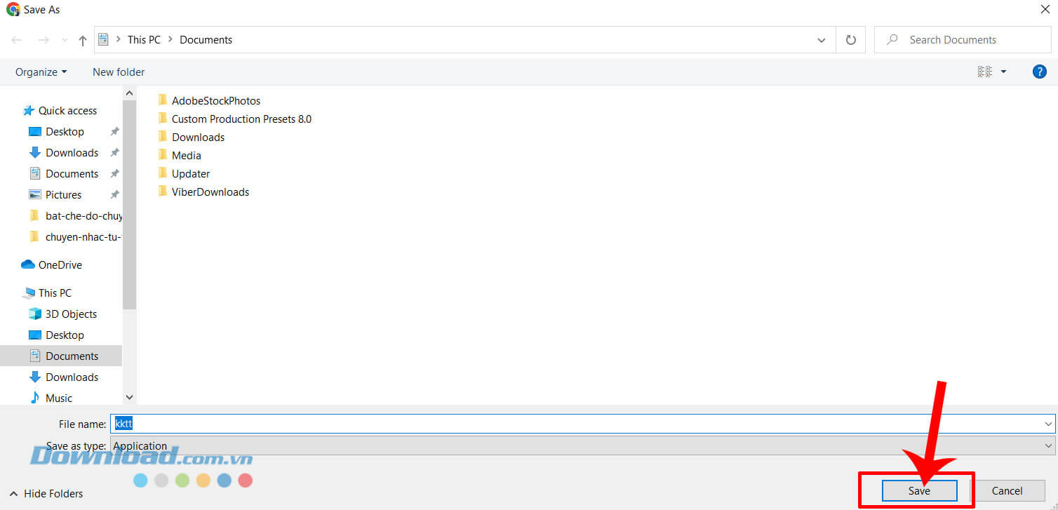 Nhấn vào nút Save