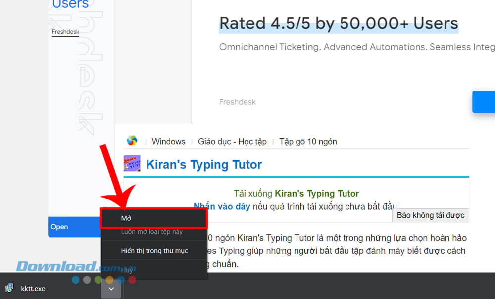 Click chuột vào nút Mở
