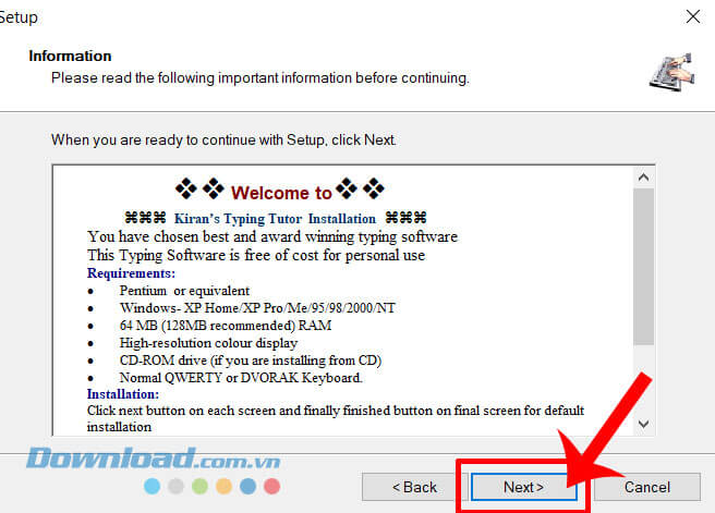 Nhấn vào nút Next