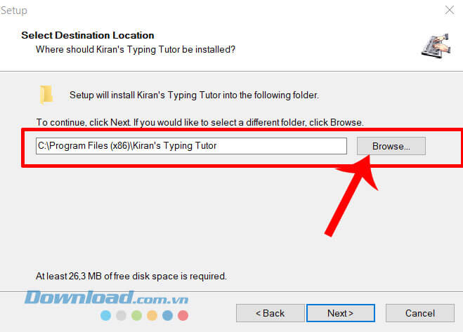 Nhấn vào nút Browse để thiết lập lại nơi lưu trữ