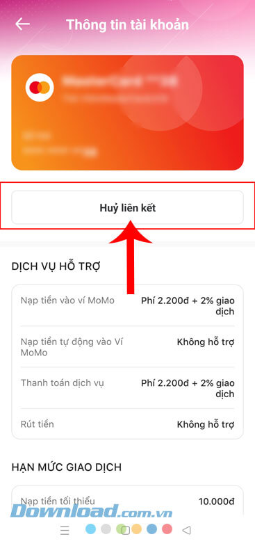 Ấn vào nút Hủy liên kết
