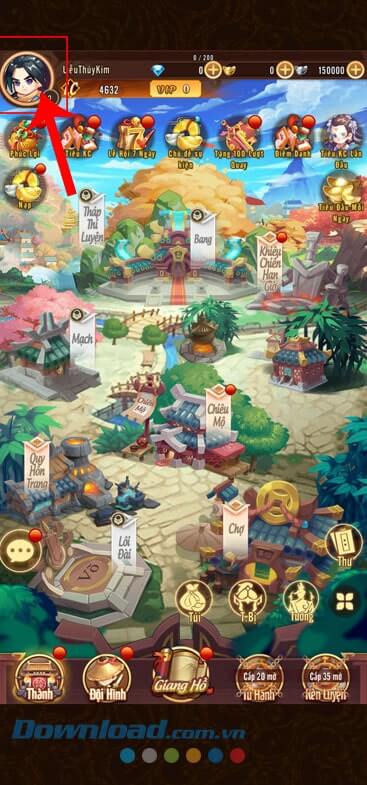 Chạm vào biểu tượng tài khoản