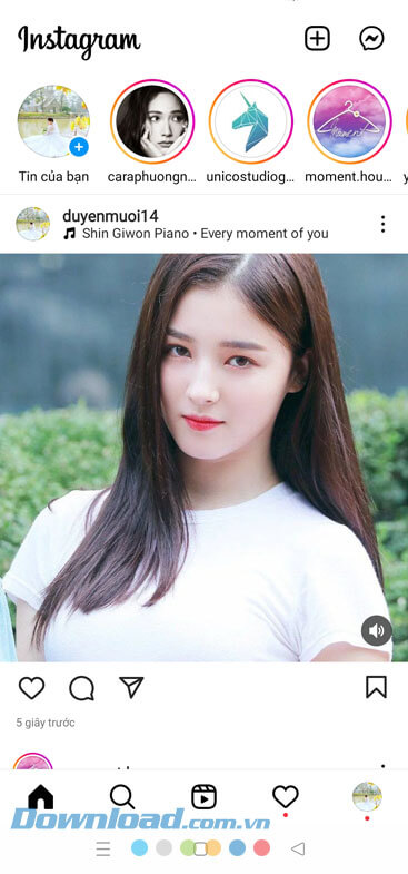 Đợi cho hình ảnh thêm nhạc được đăng tải lên dòng thời gian Instagram