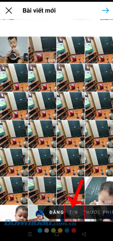 Chạm vào mục Tin 