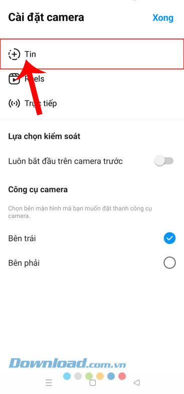 Ấn vào mục Tin