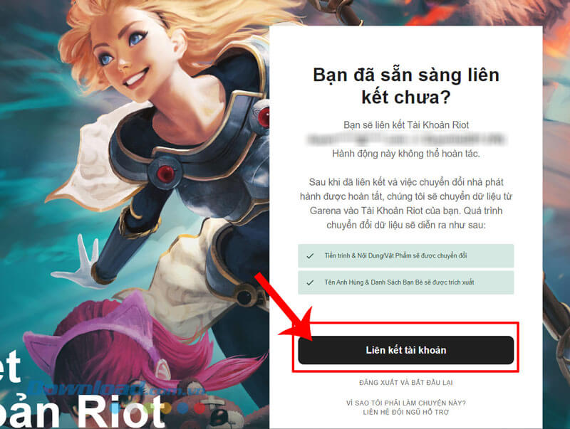 Nhấp chuột vào nút Liên kết tài khoản
