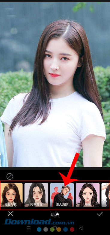 Ấn và chọn hiệu ứng tranh vẽ