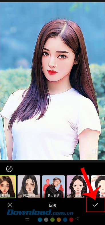 Chạm vào biểu tượng dấu tick