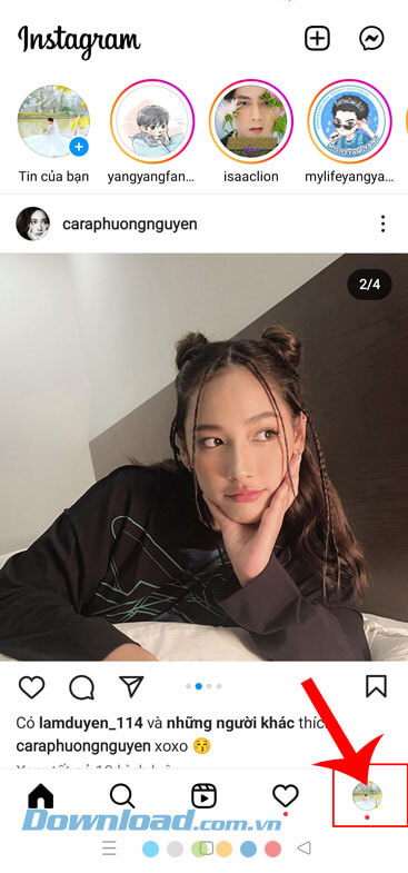 Nhấn vào biểu tượng tài khoản 