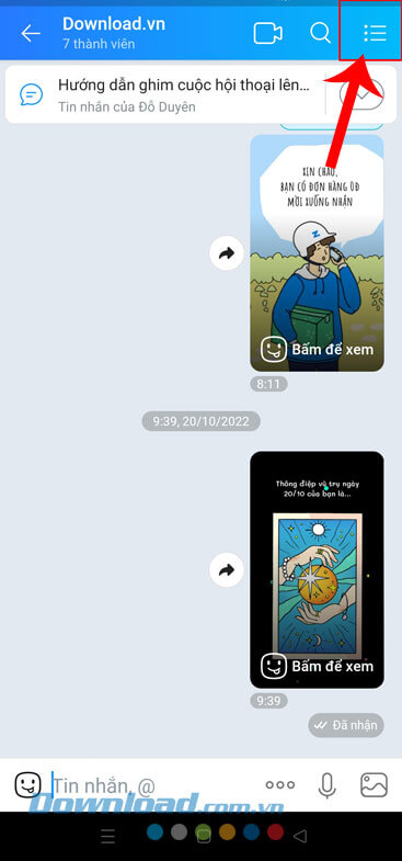 Chạm vào biểu tượng ba dấu gạch ngang