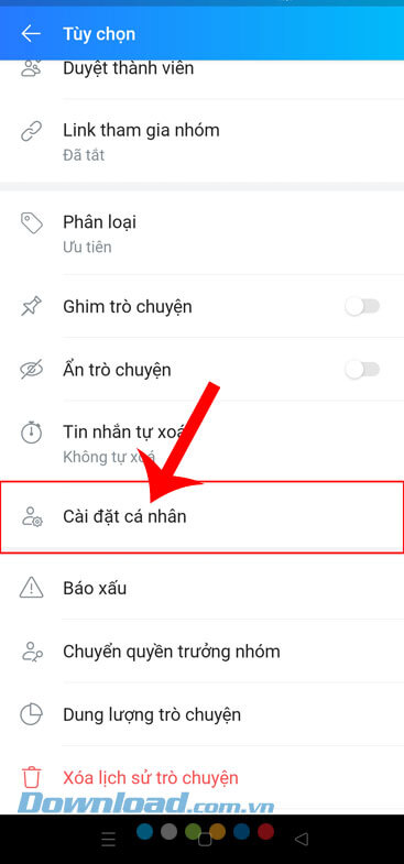 Nhấn vào mục Cài đặt cá nhân