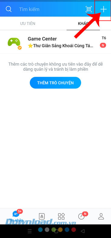 Ấn vào biểu tượng dấu “+”