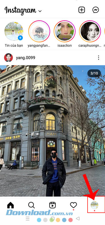 Nhấn vào biểu tượng tài khoản