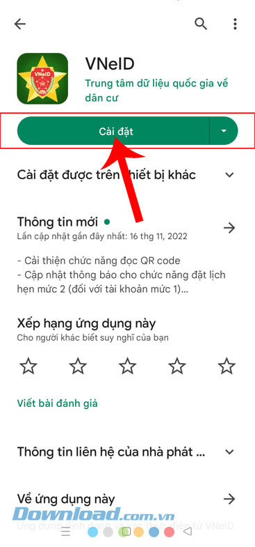 Nhấn vào nút Cài đặt