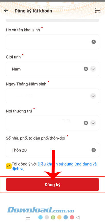 Ấn vào nút Đăng ký