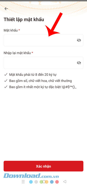 Thiết lập mật khẩu cho tài khoản