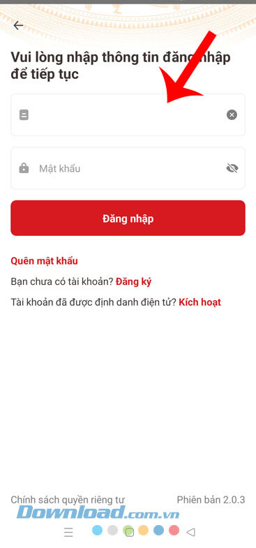 Đăng nhập tài khoản VNeID vừa mới tạo