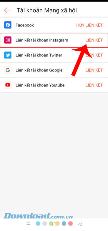 Chạm vào nút Liên kết