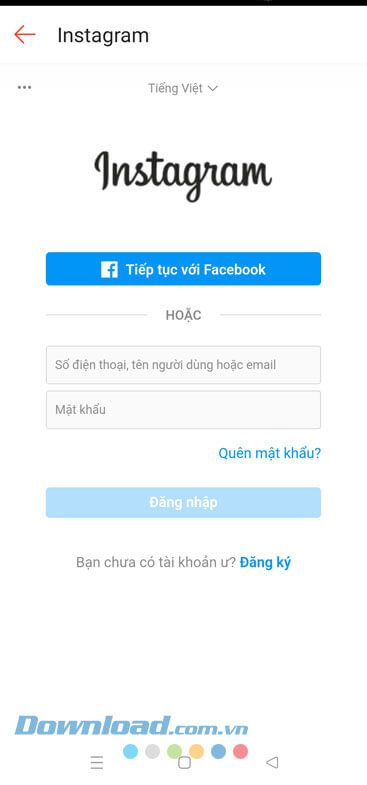Đăng nhập tài khoản Instagram của mình