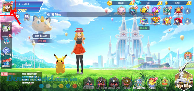 Ấn vào biểu tượng ảnh đại diện