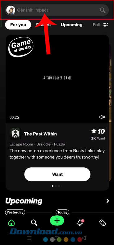Ấn vào khung tìm kiếm