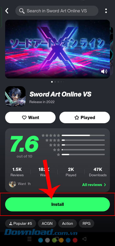 Nhấn vào nút Install