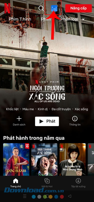 Nhấn vào biểu tượng tài khoản