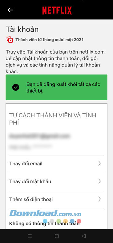Tài khoản Netflix đang đăng nhập ở thiết bị khác