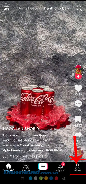 Ấn vào biểu tượng tài khoản