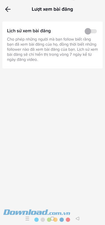 Tắt công tắc tại mục Lượt xem bài đăng