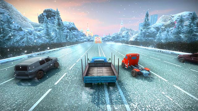 Moscow Rush đưa bạn vào trải nghiệm đua xe tải trên đường phố Moscow phủ đầy tuyết trắng