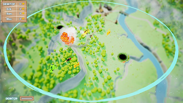 Chơi game Potato Arena ở góc nhìn top-down giúp bạn quan sát toàn bộ đấu trường và đối thủ