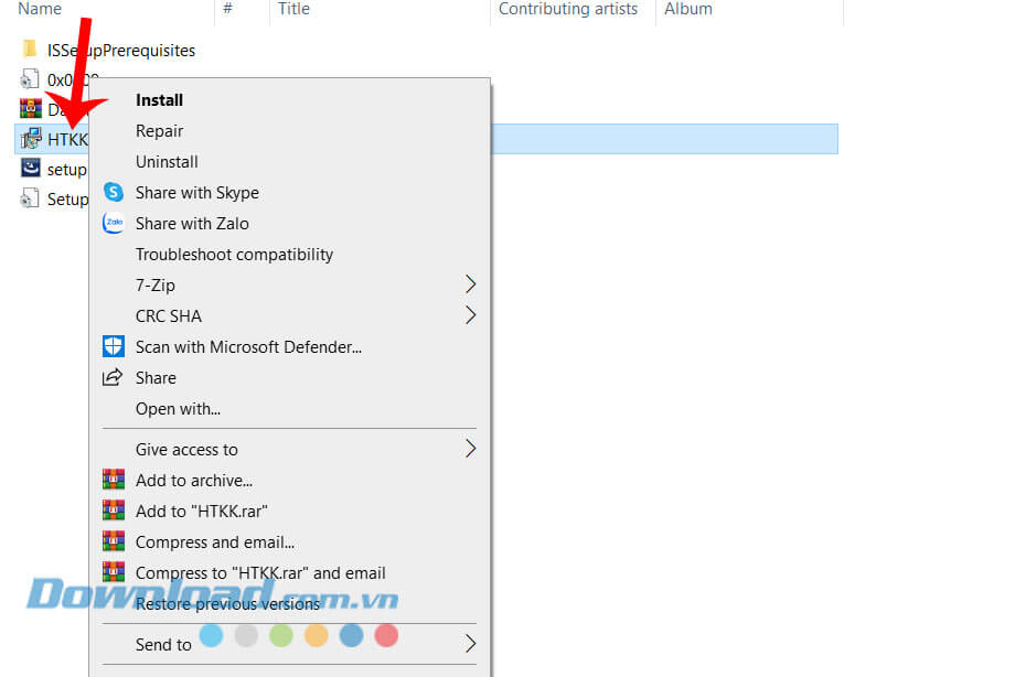 Nhấp đúp chuột vào file HTKK.exe
