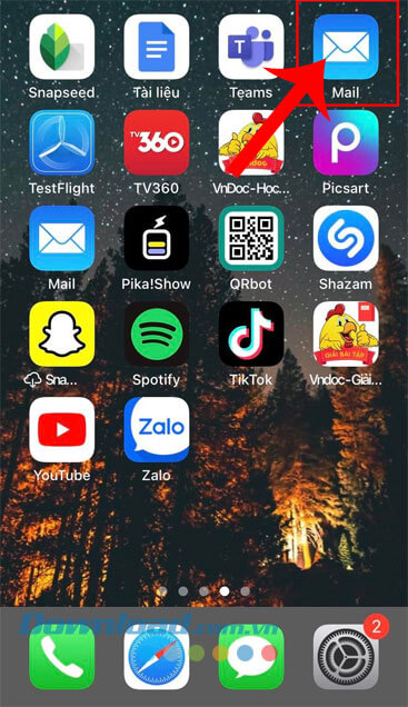 Mở ứng dụng Email trên điện thoại iPhone lên 