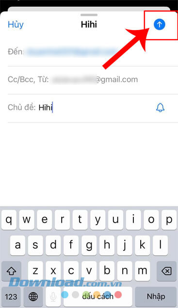 Nhấn vào biểu tượng mũi tên đi lên