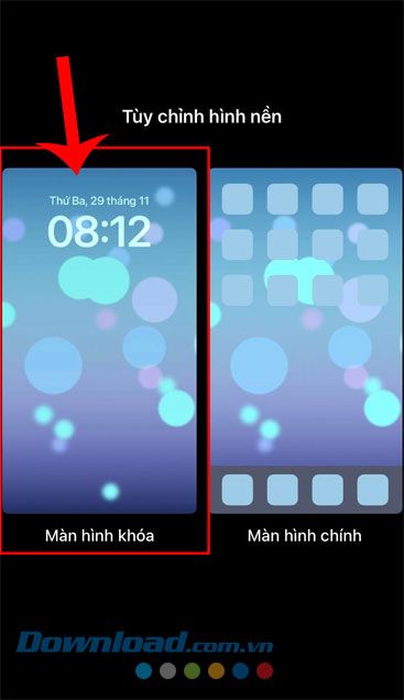 Ấn và chọn mục Màn hình khóa