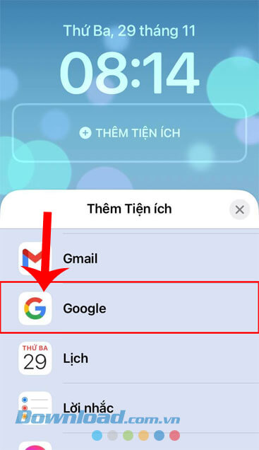 Nhấn vào mục Google