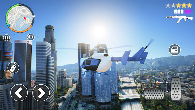 Lái các phương tiện như xe tăng, máy bay trong thành phố tội phạm Miami trong game Mafia Gangster City