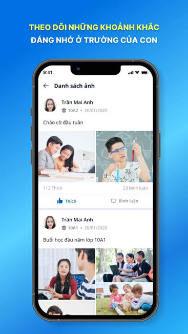 Theo dõi khoảnh khắc của con tại trường học