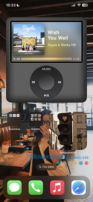 Giao diện widget máy nghe nhạc iPod trên iPhone