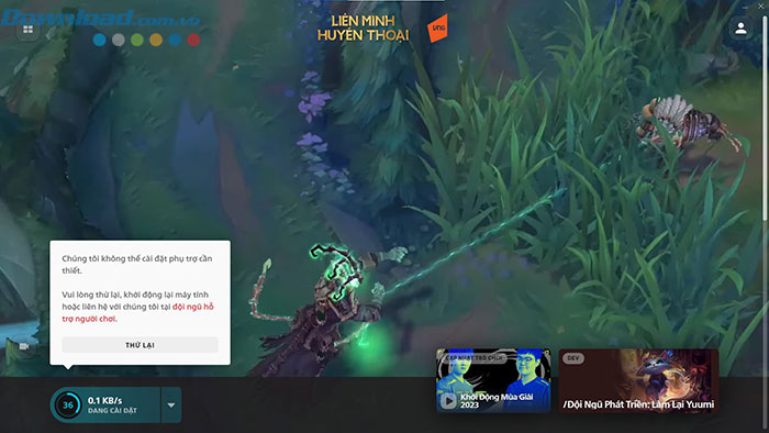 Giao diện Liên Minh Huyền Thoại với logo của VNG