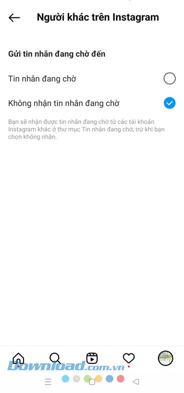 Đã chặn tin nhắn từ người lạ