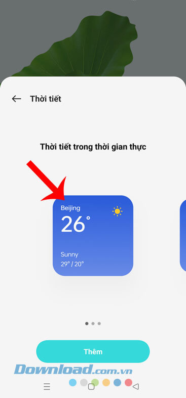 Chọn kích thước của widget