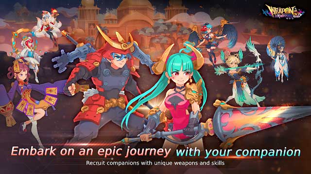 Tham gia một cuộc hành trình hoành tráng cùng với những người đồng hành của mình trong Weapon Master Idle