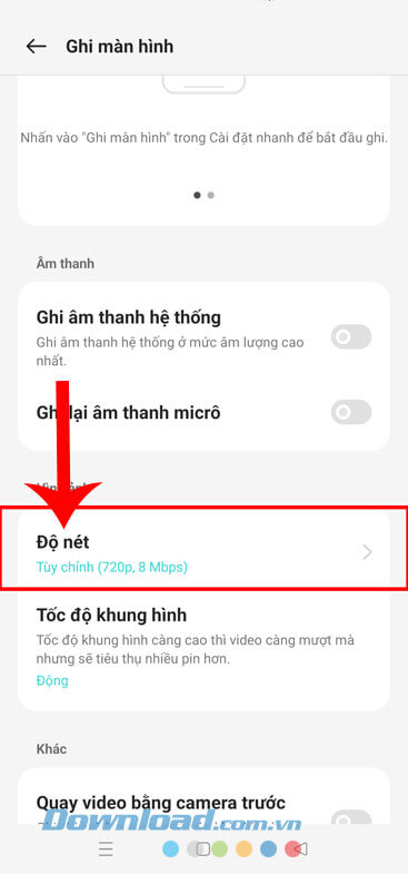 Ấn vào mục Độ nét 