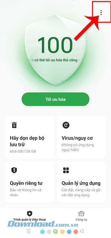 Ấn vào biểu tượng dấu ba chấm 