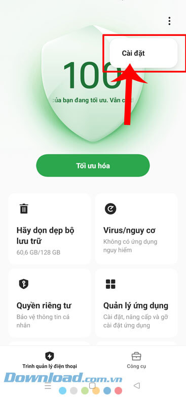 Ấn vào biểu tượng dấu ba chấm 