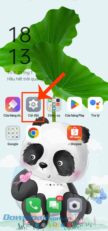 Mở ứng dụng Cài đặt trên điện thoại OPPO lên.
