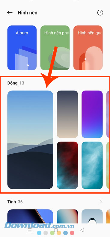 Chọn hình nền động bất kỳ.