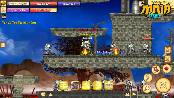 Giao diện chiến đấu game Ninja Origin: Ninja Huyền Thoại